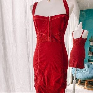{3 For $25} Free People Red Corset Style Bodycon
